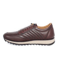 Men's Brown Quilted Leather Low-Top Sneakers