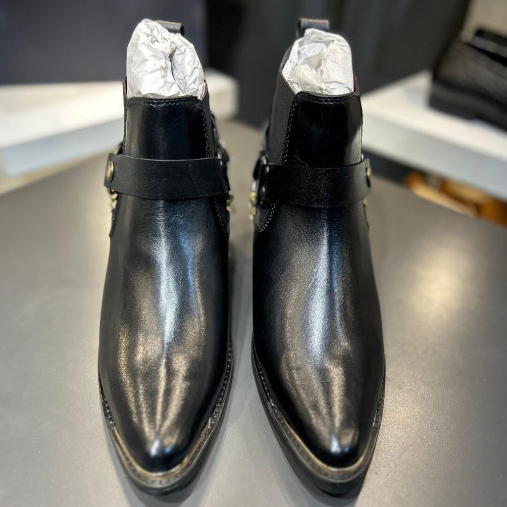 Leather Texted Men's Comfortable Ankle Boots