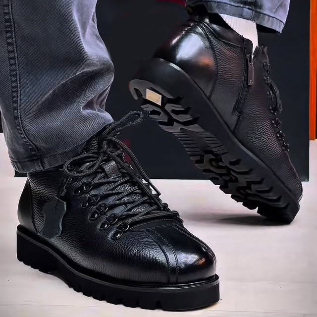 Men's Vintage Distressed Leather Ankle Boots - Outdoor Casual Style