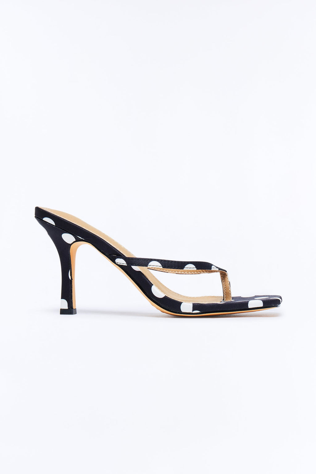 Women's Polka Dot Thong Stiletto Mule Sandals