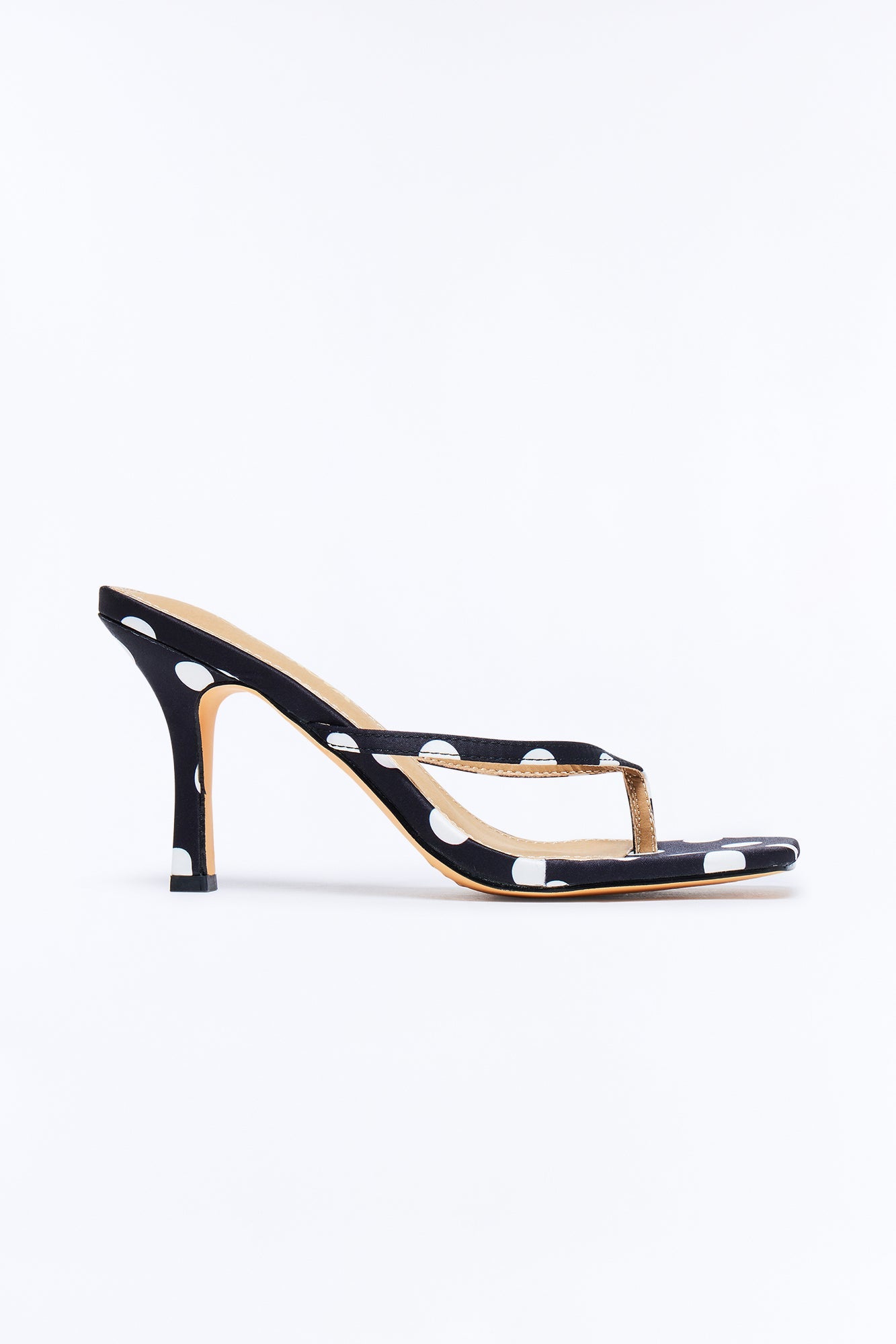 Women's Polka Dot Thong Stiletto Mule Sandals