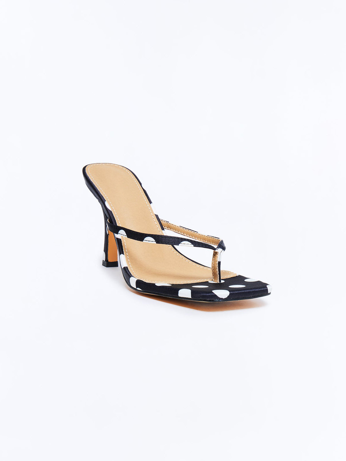 Women's Polka Dot Thong Stiletto Mule Sandals