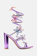 Ladies' Butterfly Rhinestone Spiral Wrap Heels