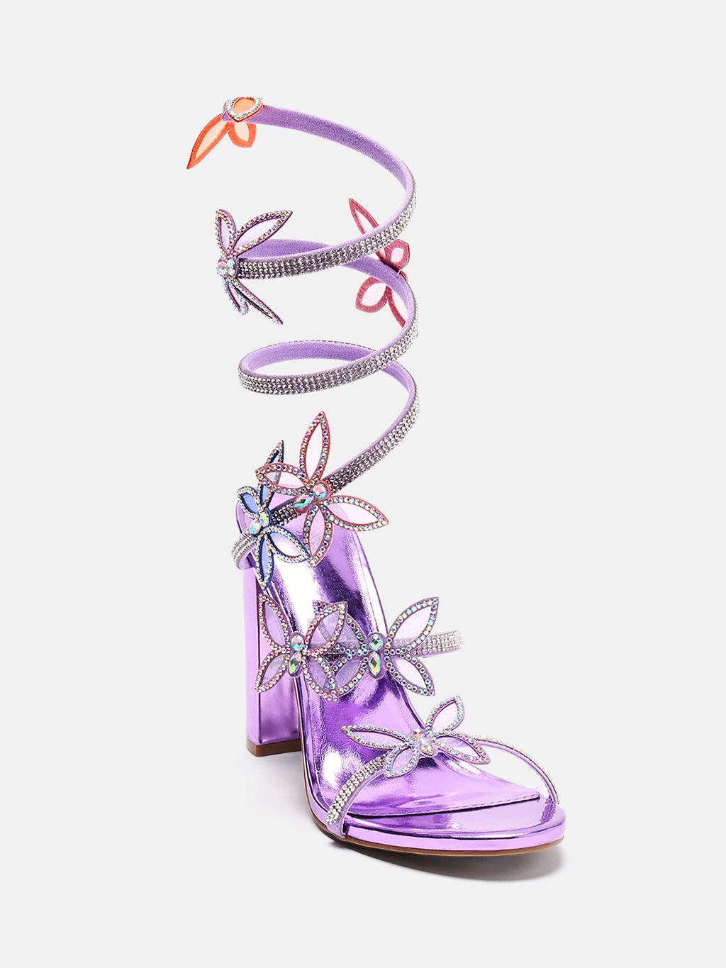 Ladies' Butterfly Rhinestone Spiral Wrap Heels