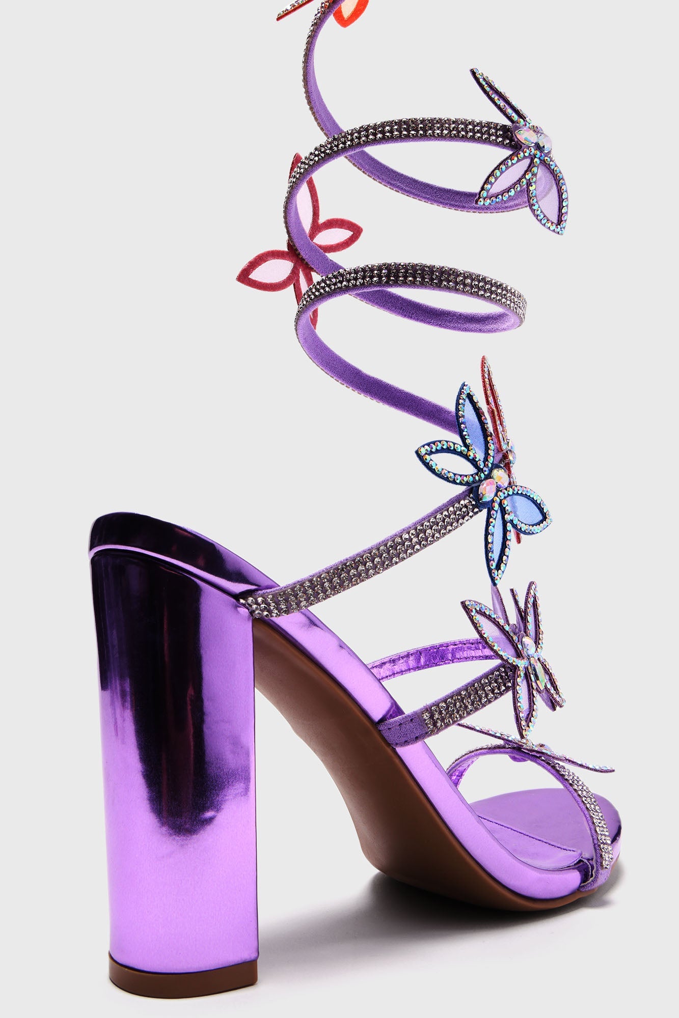Ladies' Butterfly Rhinestone Spiral Wrap Heels