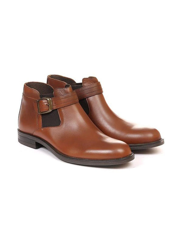 Buckle-Strap Leather Chelsea Boots