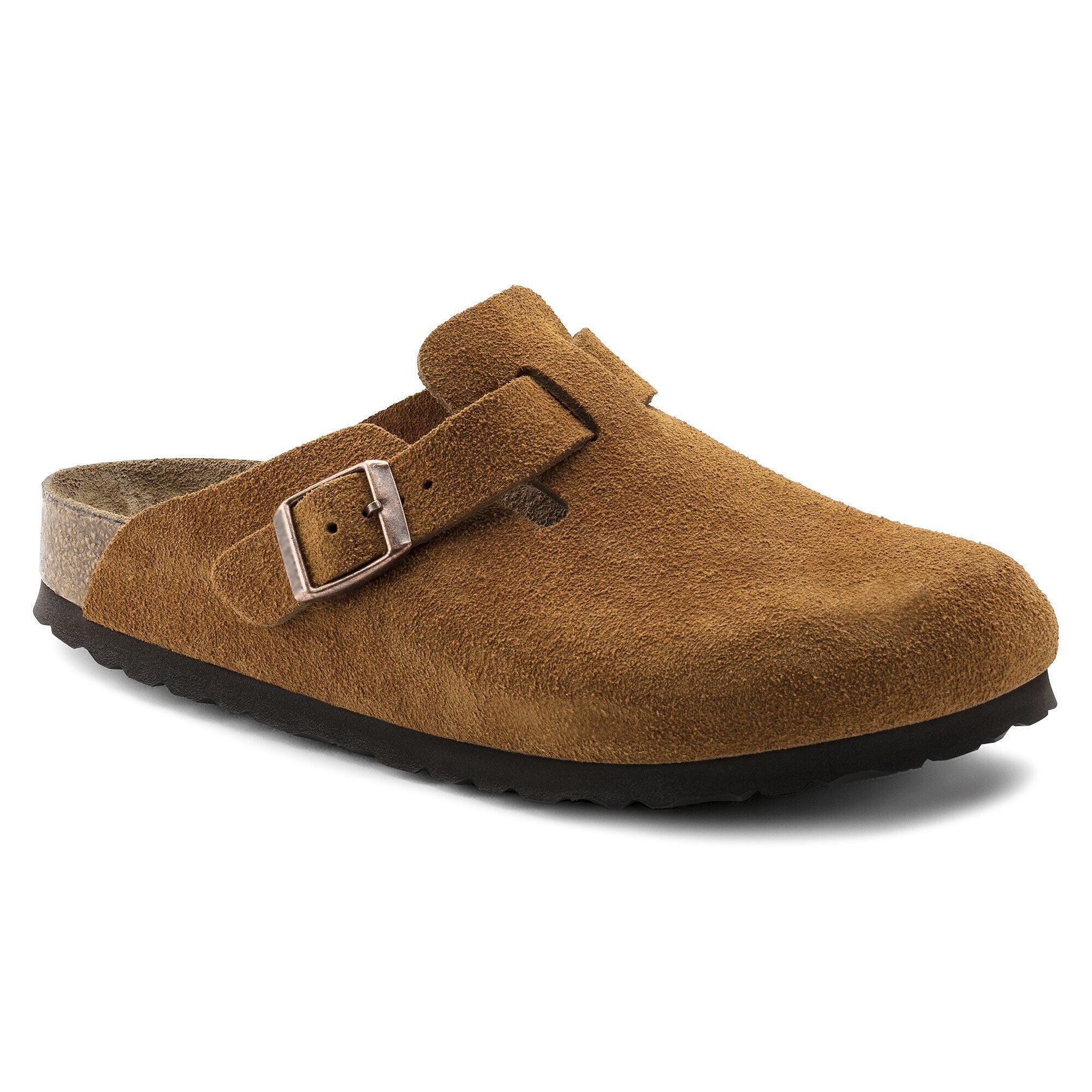 Ladies' Suede Clog Mules with Cork Footbed