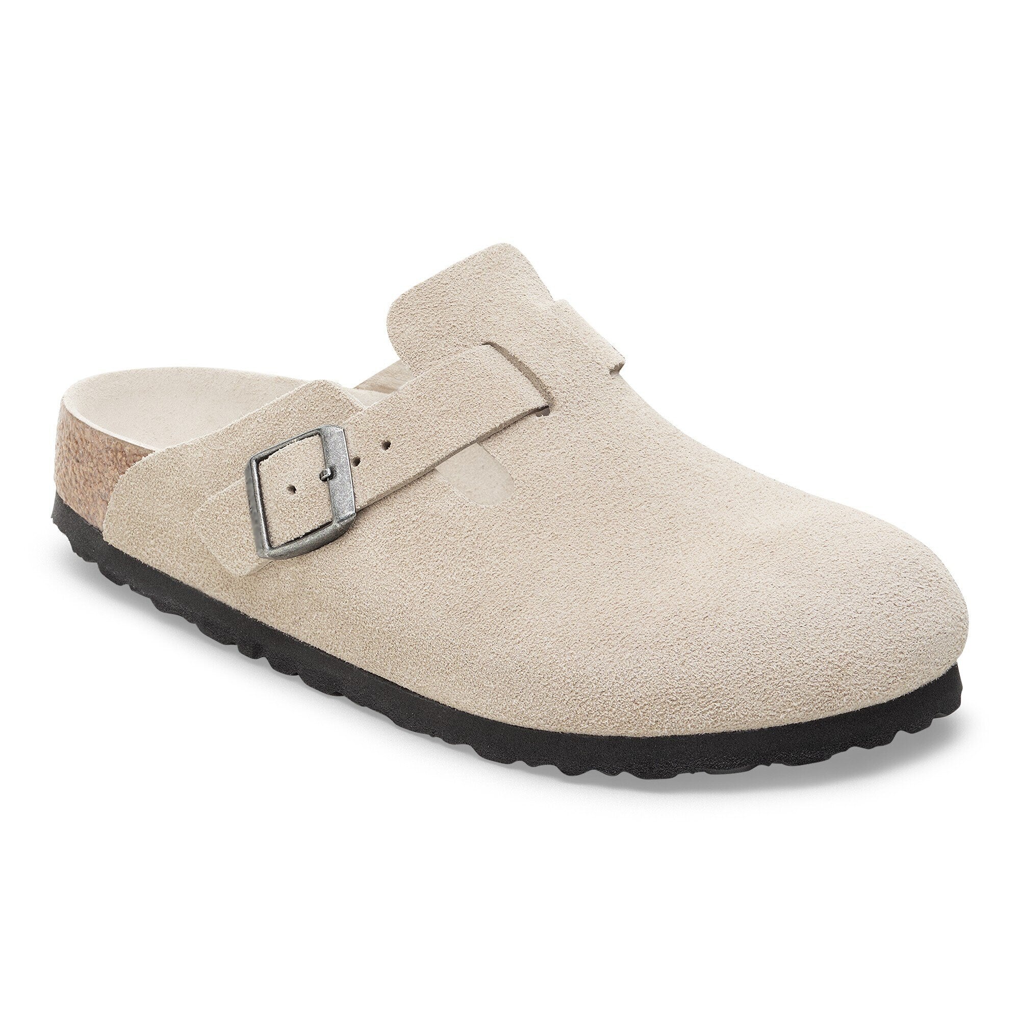 Ladies' Suede Clog Mules with Cork Footbed