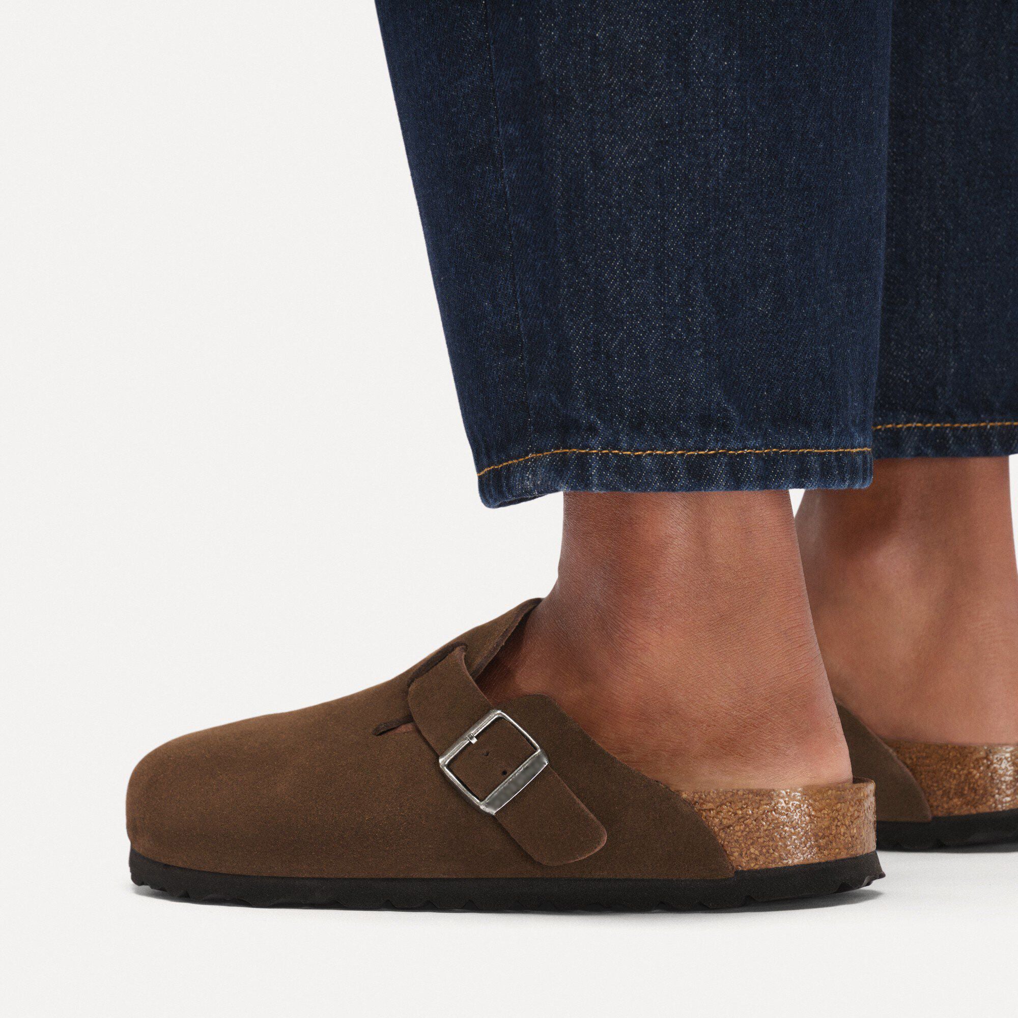 Ladies' Suede Clog Mules with Cork Footbed