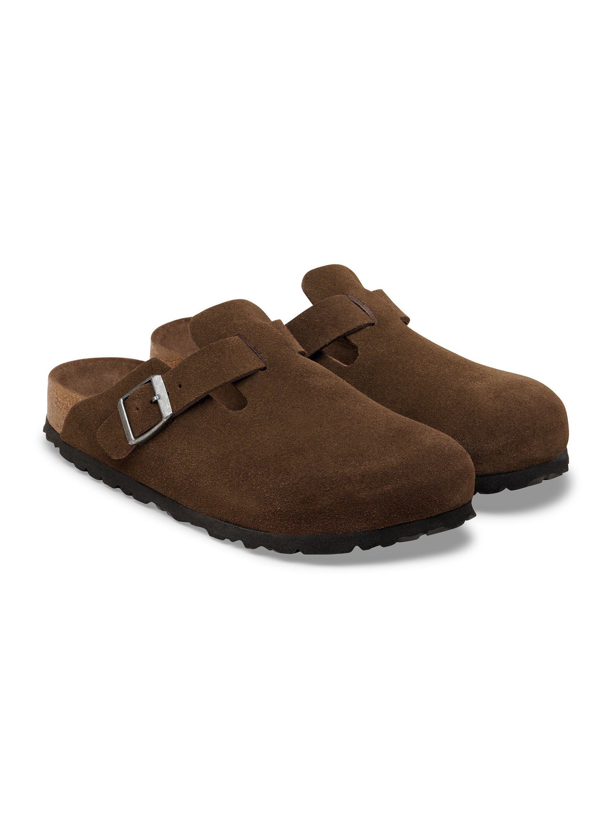 Ladies' Suede Clog Mules with Cork Footbed
