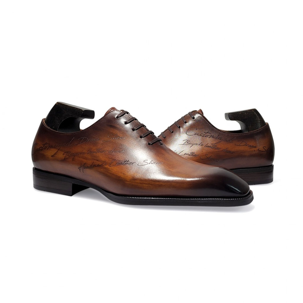 Men's Engraved Script Business Dress Shoes