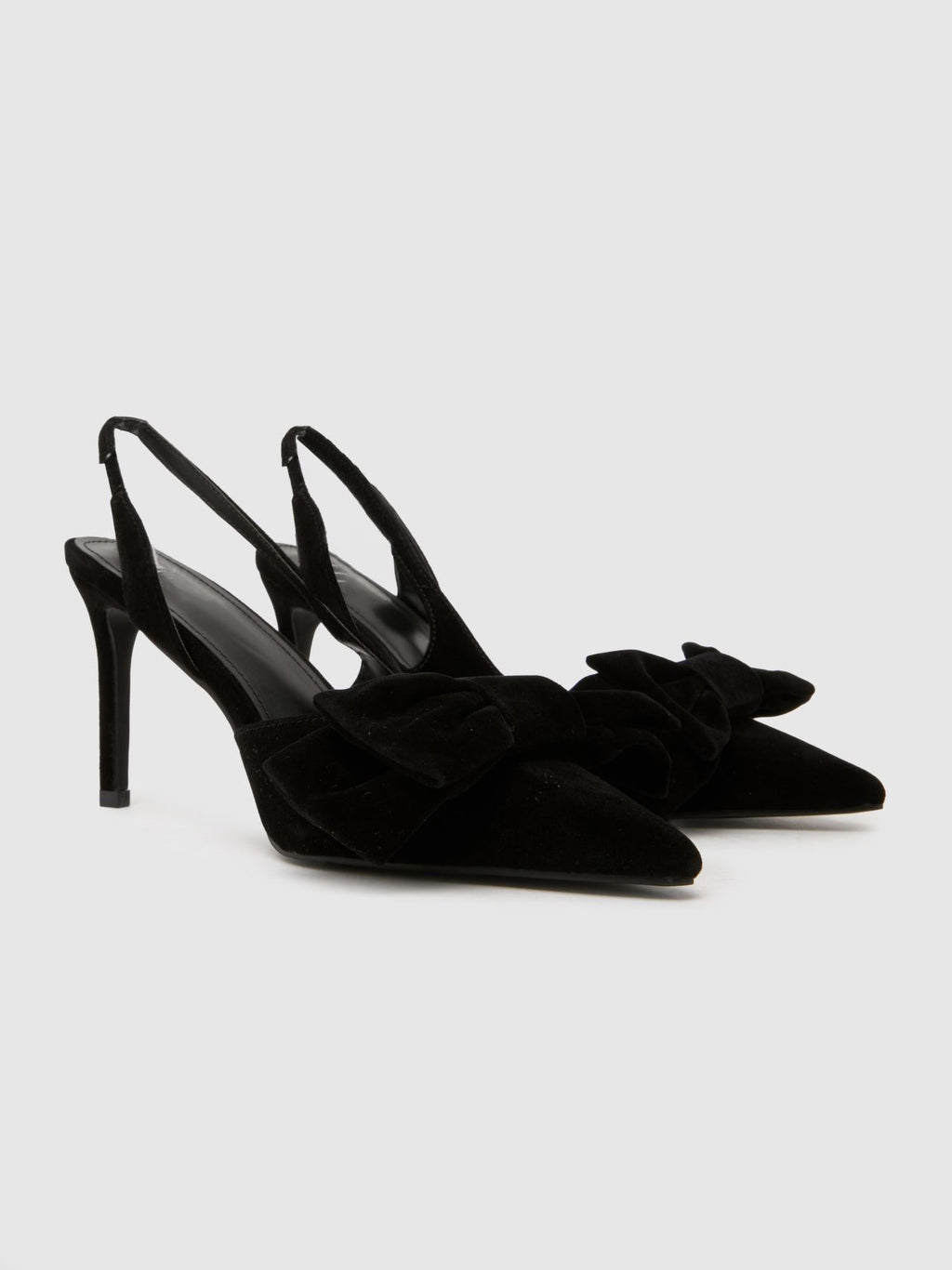 Ladies' Suede Bow Slingback Stiletto Pumps