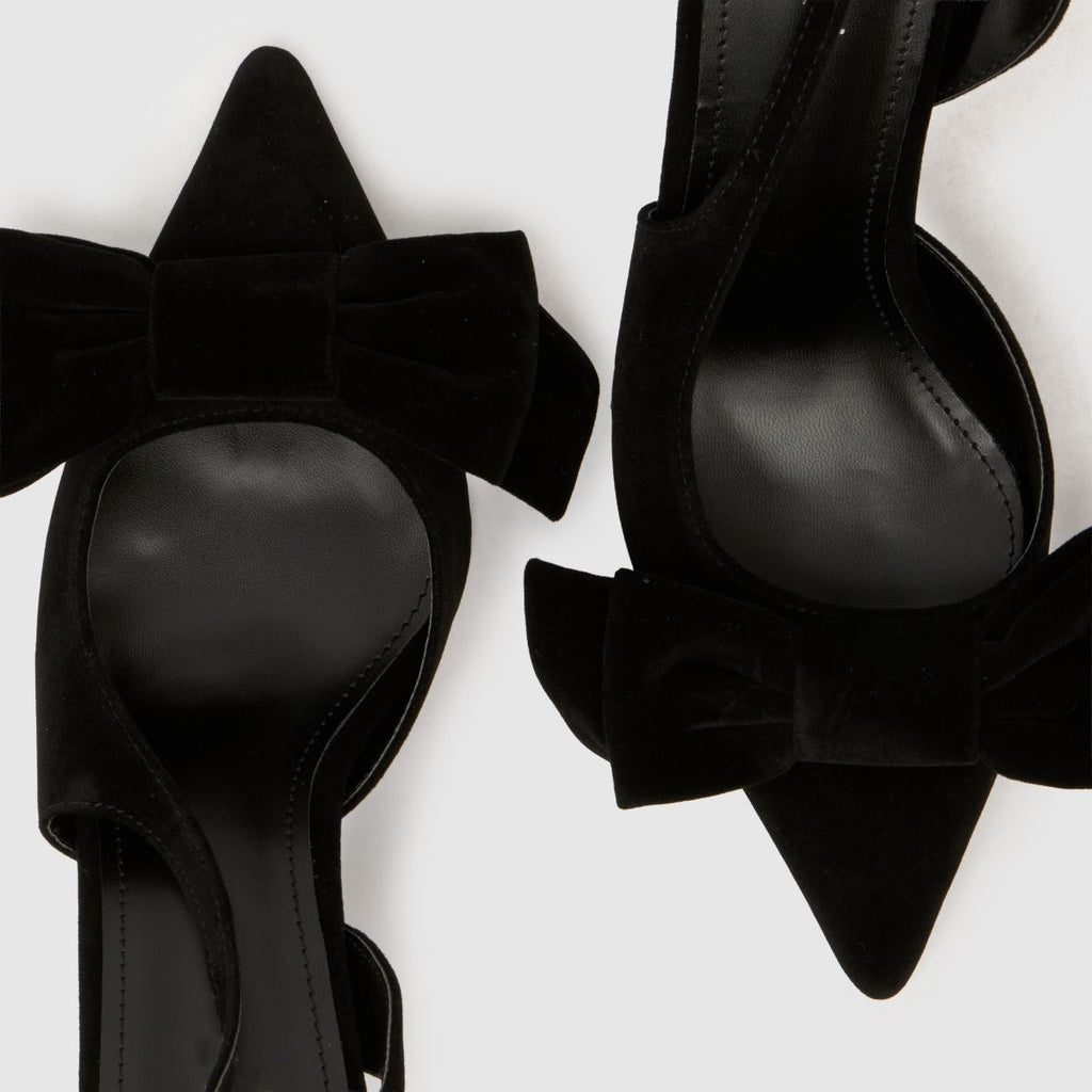 Ladies' Suede Bow Slingback Stiletto Pumps