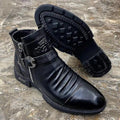 Embossed Buckle Ankle Boots With Side Zipper