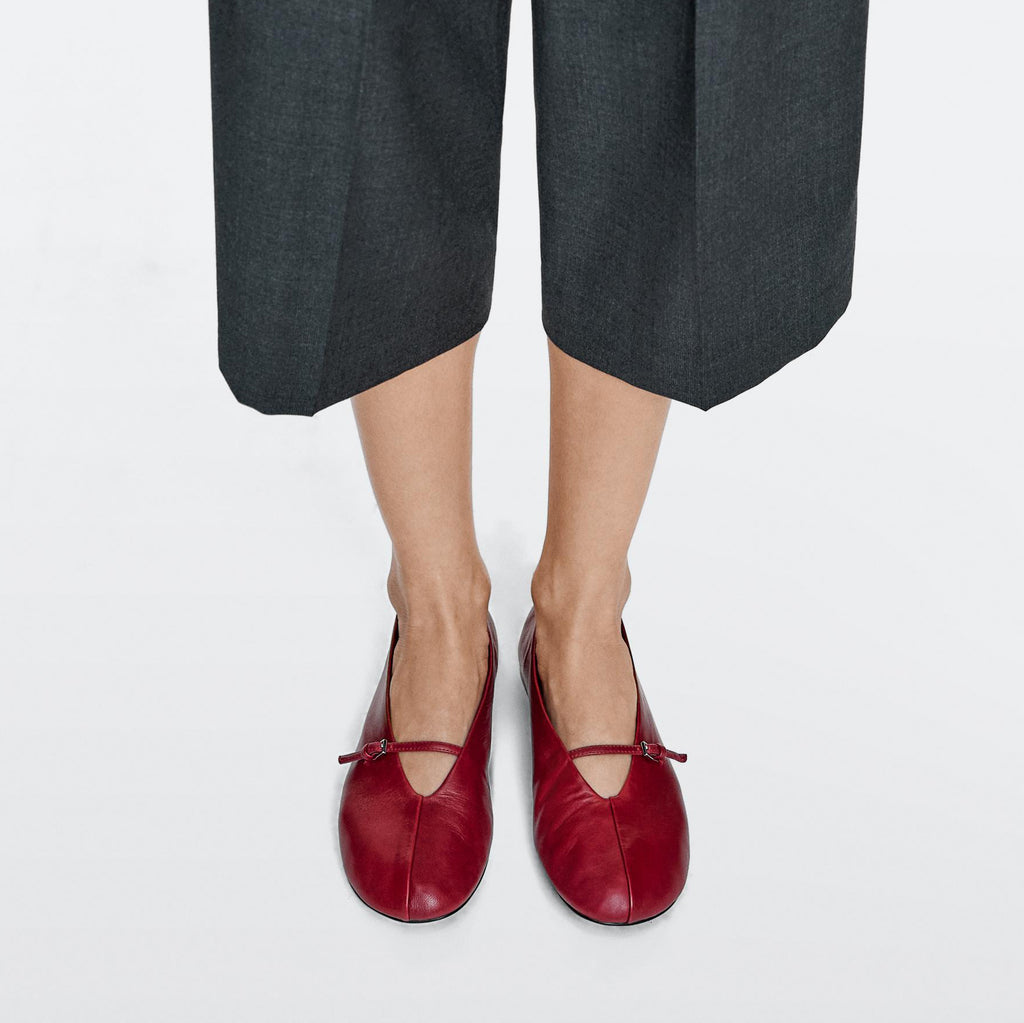 Ladies' Soft Leather Mary Jane Ballet Flats