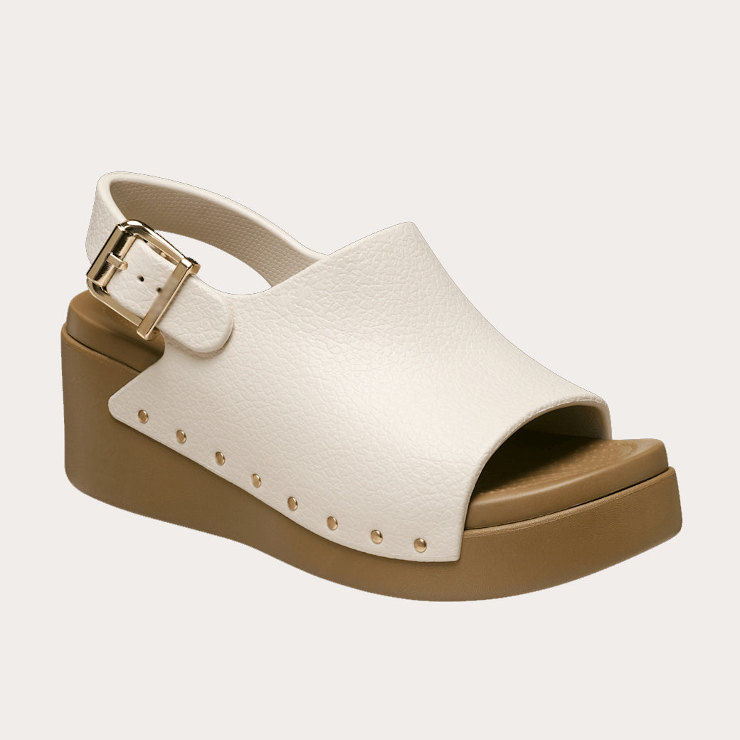 Rivet Open Toe Adjustable Slingback Wedge Platform Sandals