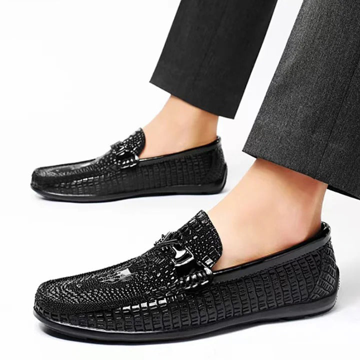 Men's Crocodile-Embossed Leather Loafers