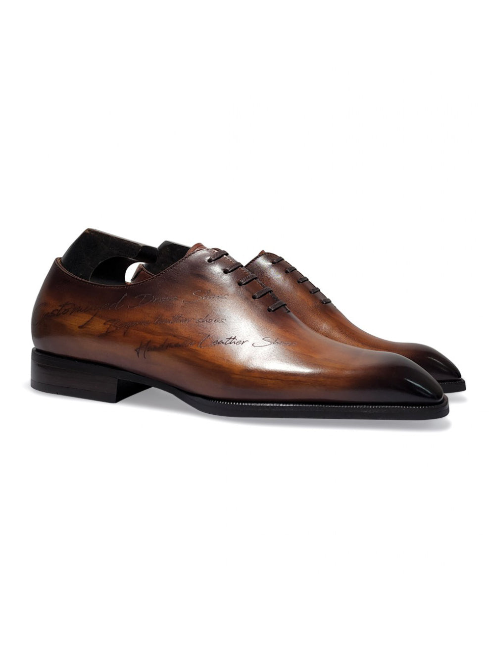 Men's Engraved Script Business Dress Shoes