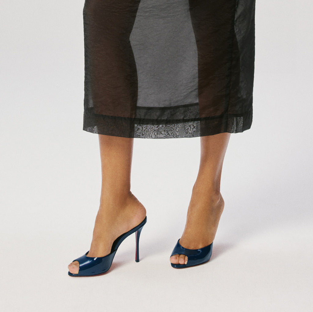 Ladies' Patent Leather Red-Sole Peep-Toe Mules