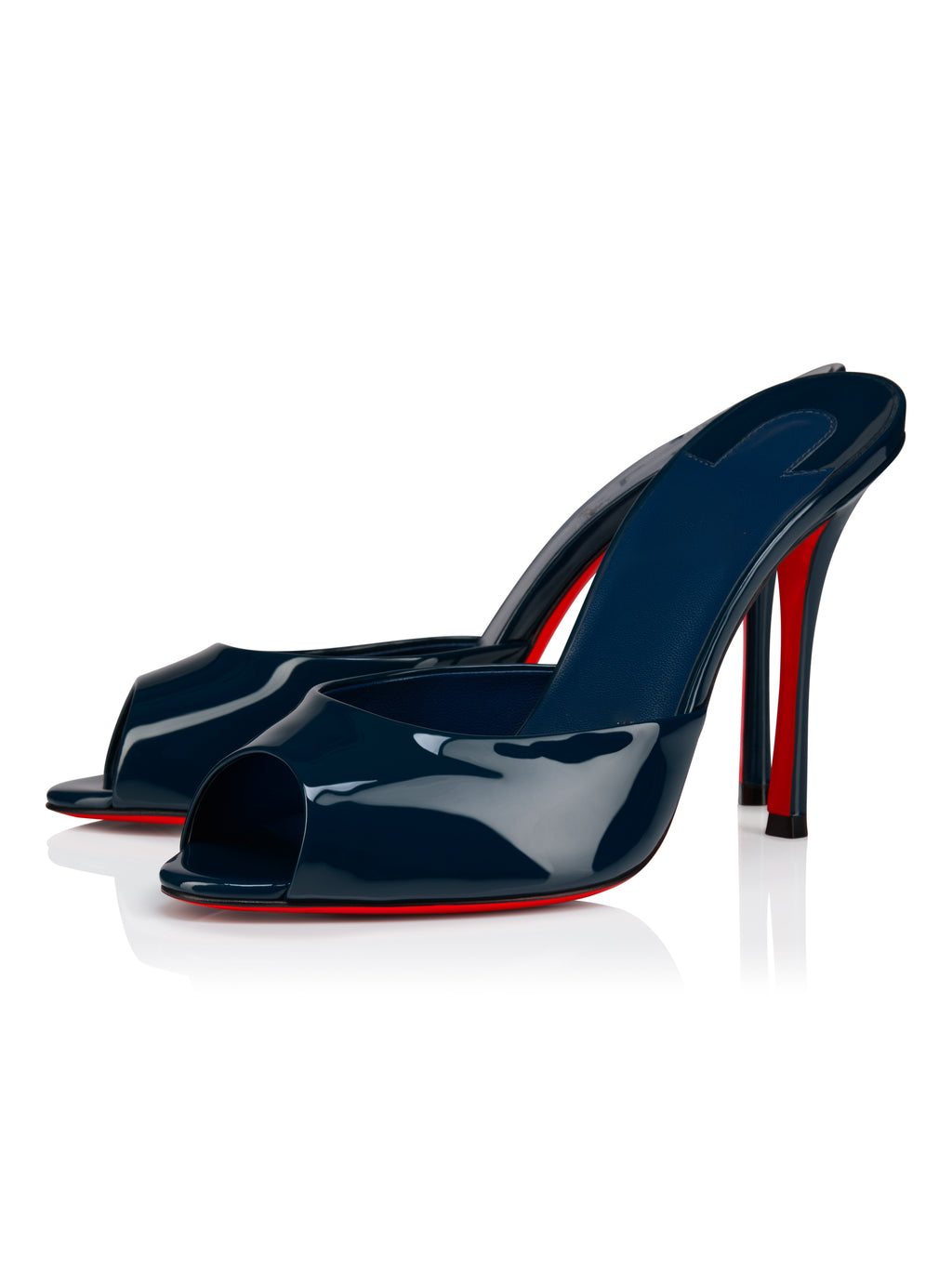 Ladies' Patent Leather Red-Sole Peep-Toe Mules