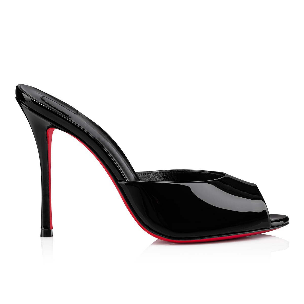 Ladies' Patent Leather Red-Sole Peep-Toe Mules