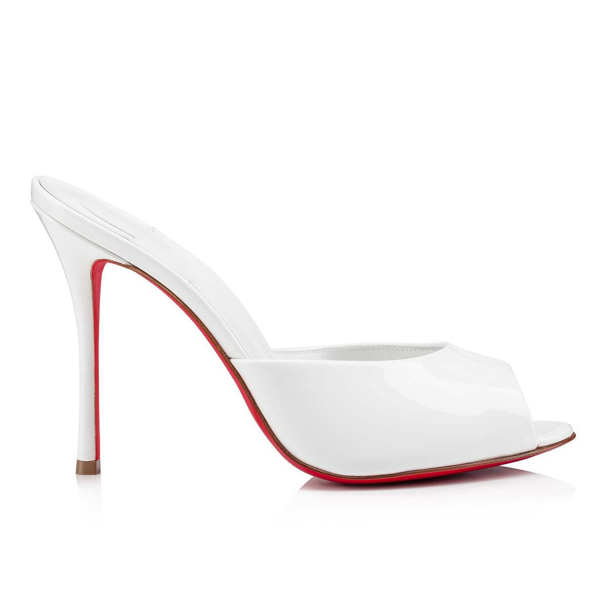 Ladies' Patent Leather Red-Sole Peep-Toe Mules