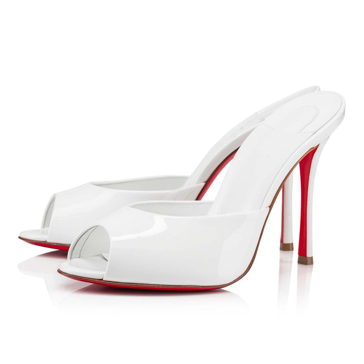 Ladies' Patent Leather Red-Sole Peep-Toe Mules