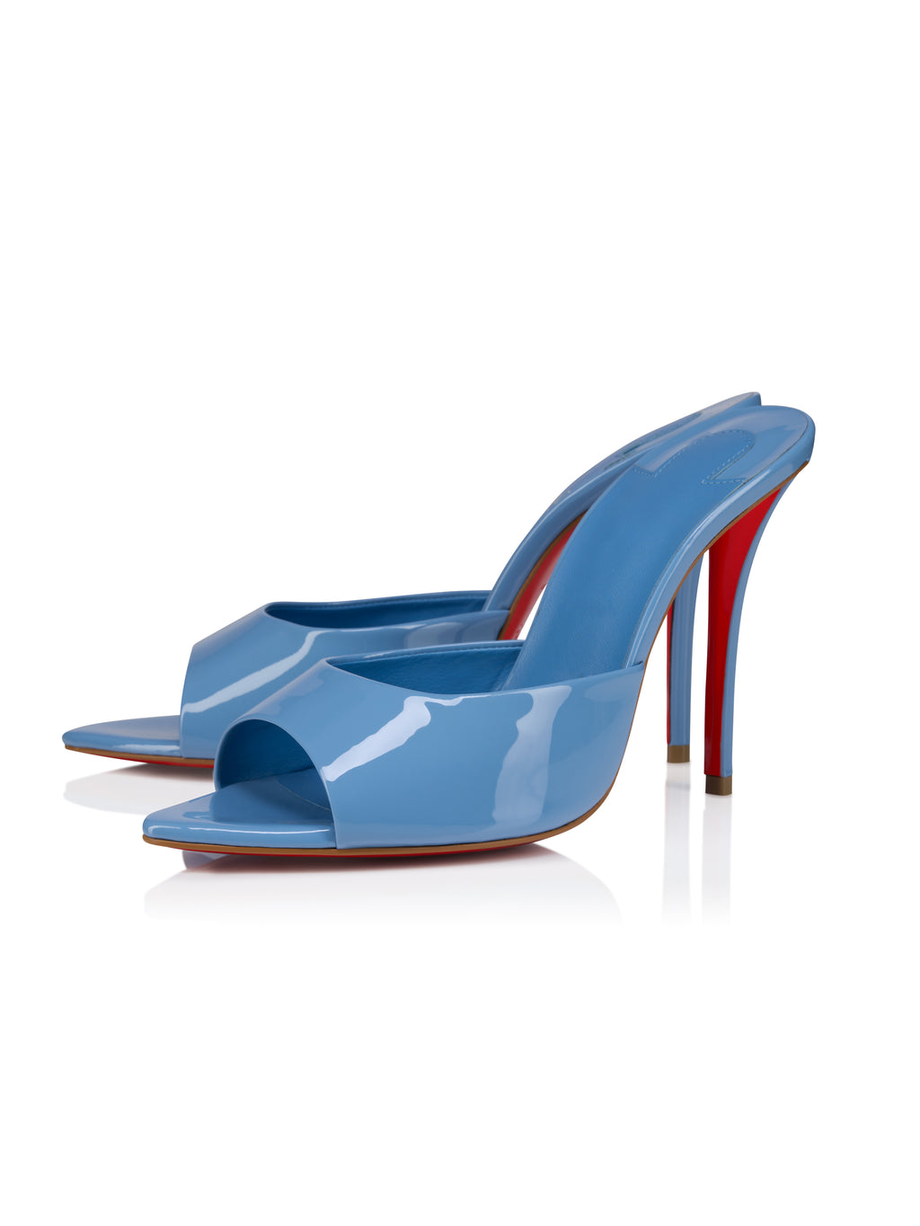Ladies' Patent Leather Red-Sole Peep-Toe Mules