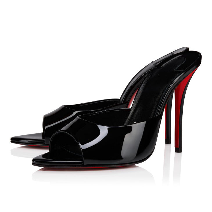 Ladies' Patent Leather Red-Sole Peep-Toe Mules
