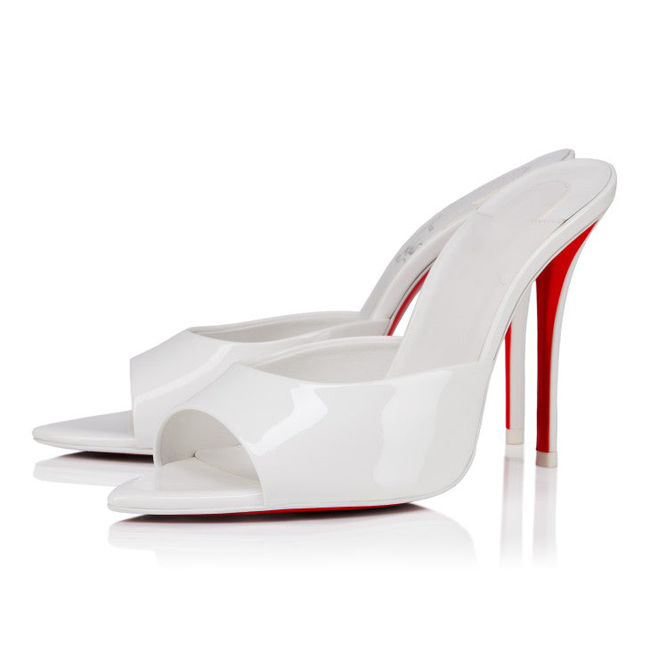 Ladies' Patent Leather Red-Sole Peep-Toe Mules