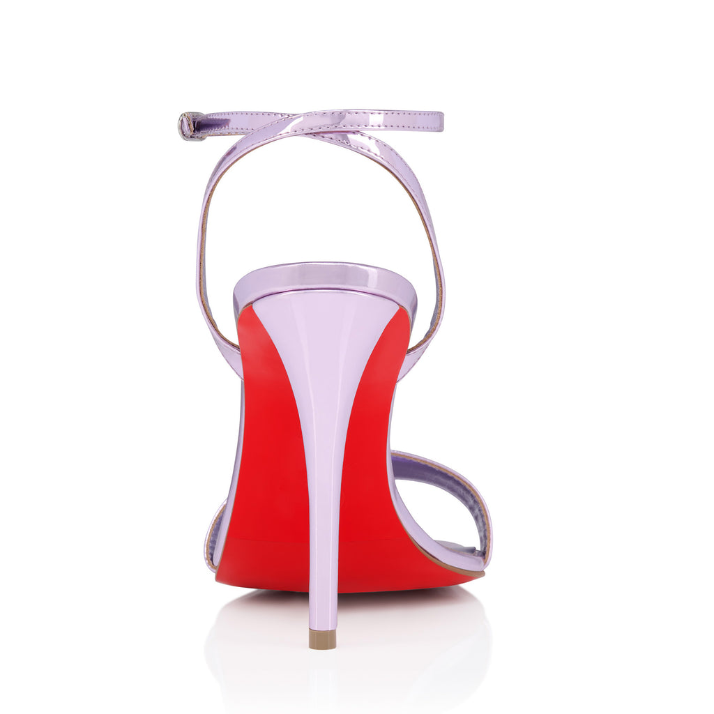 Ladies' Lavender Metallic Red-Sole Ankle-Strap Sandals