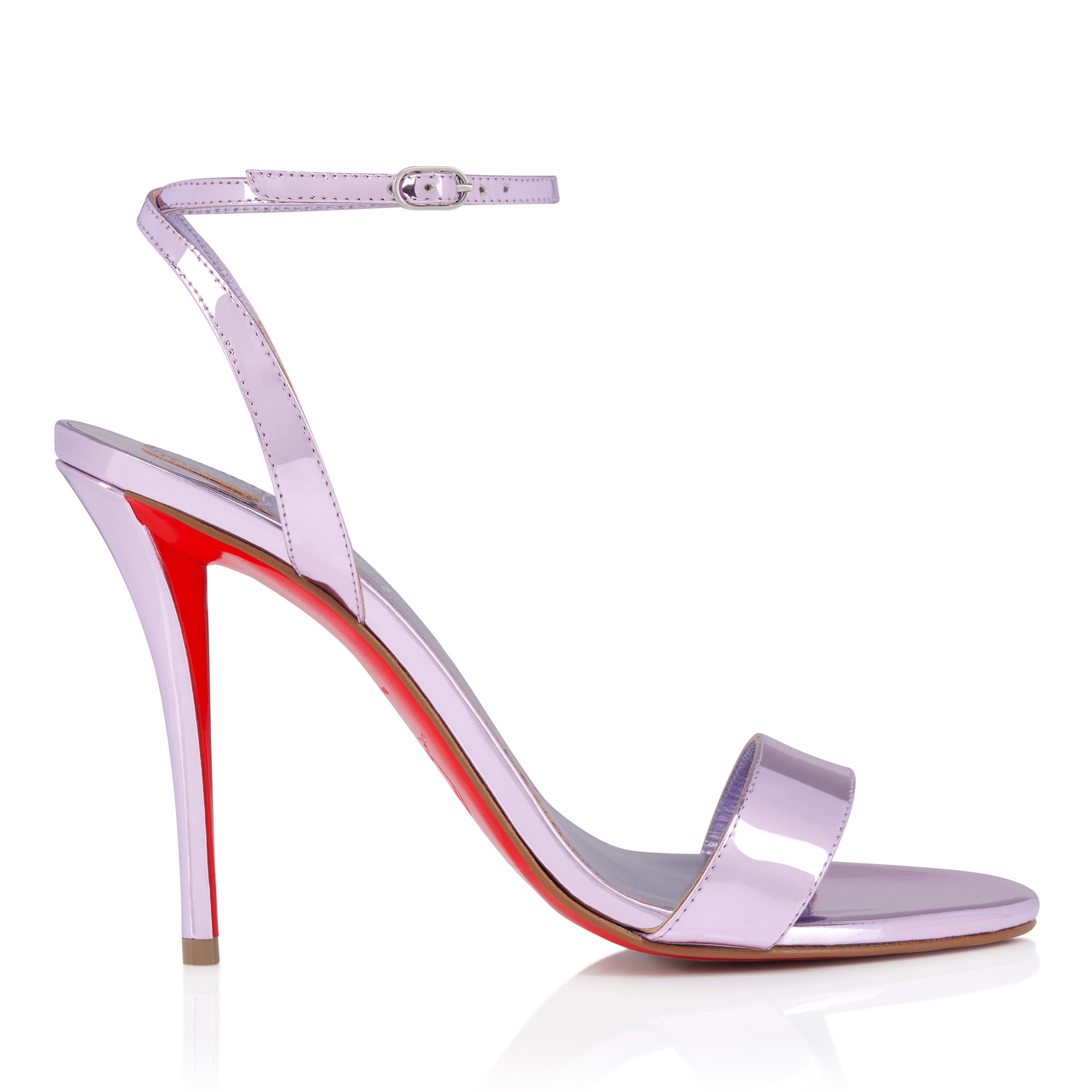 Ladies' Lavender Metallic Red-Sole Ankle-Strap Sandals