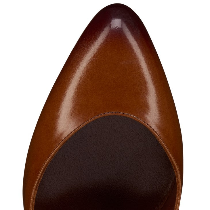 Women's Brown Gradient Leather Platform Stiletto Pumps