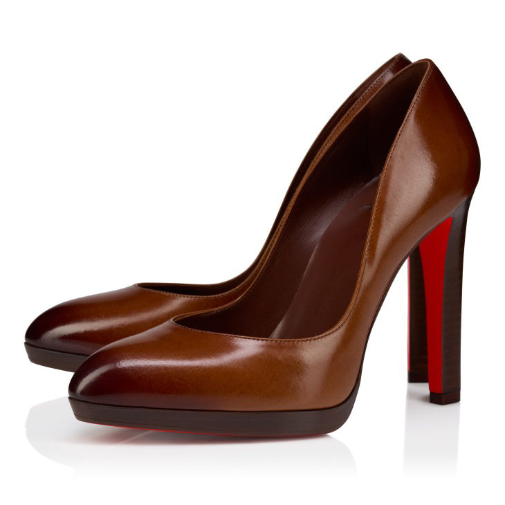 Women's Brown Gradient Leather Platform Stiletto Pumps