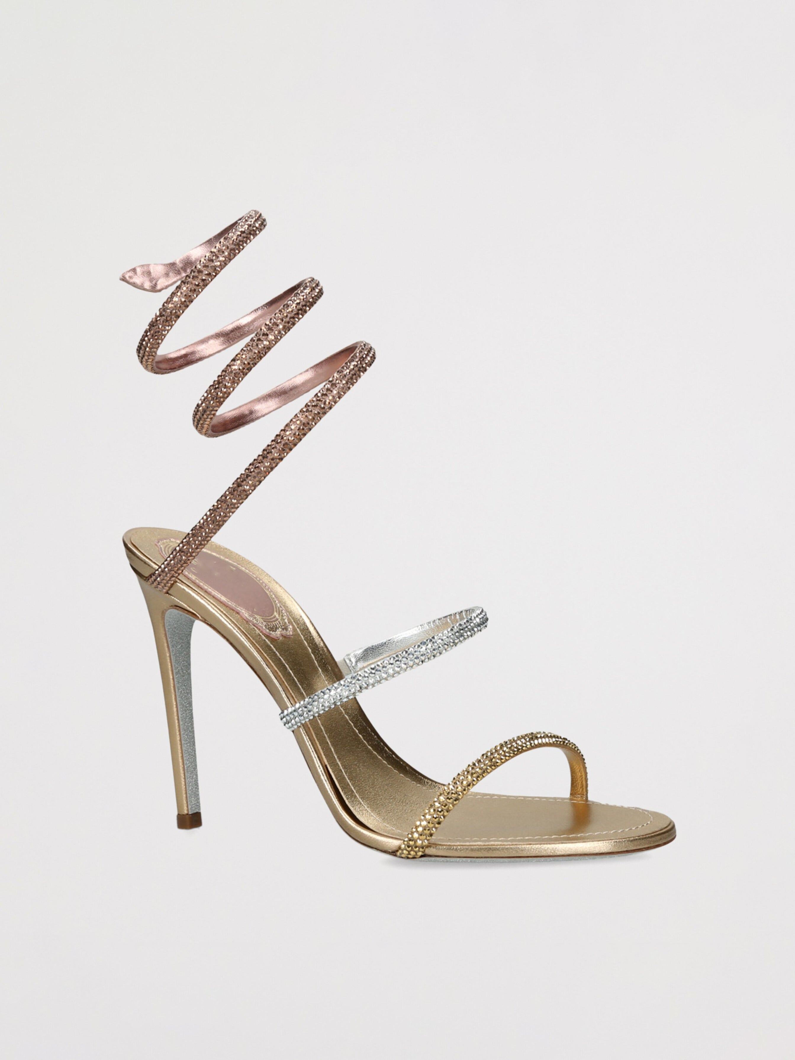 Ladies' Snake-Wrap Colorful Rhinestone Stiletto Sandals
