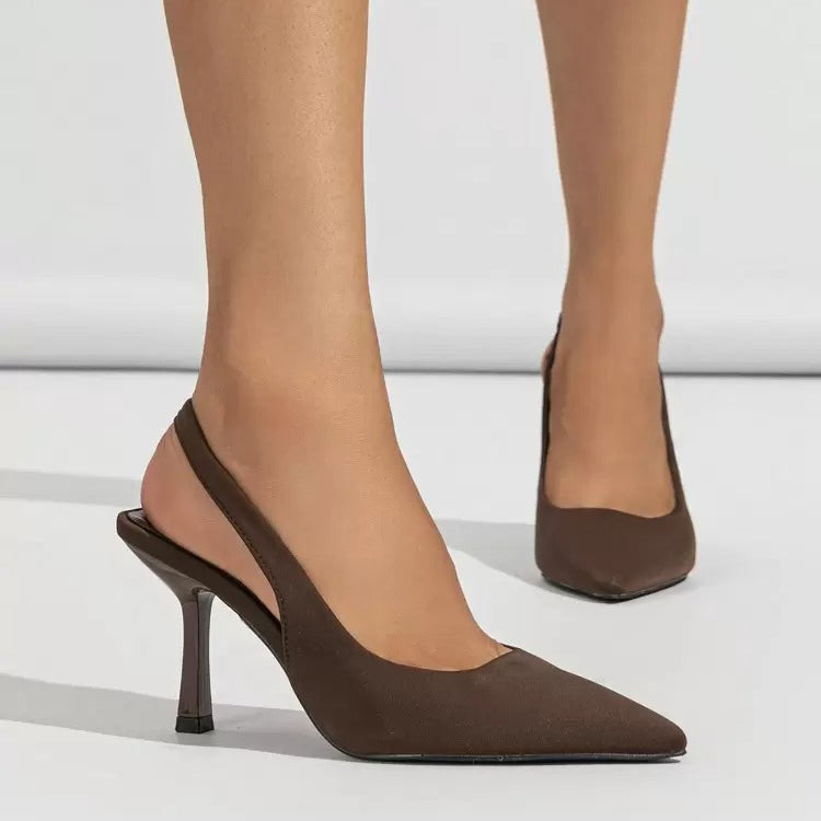Ladies' Minimalist Pointed-Toe Slingback Heel Pumps