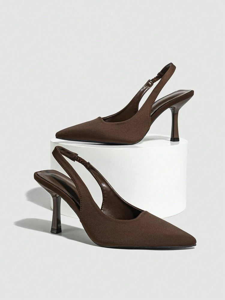 Ladies' Minimalist Pointed-Toe Slingback Heel Pumps