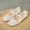 Lace Mesh Bow Mary Jane Flats