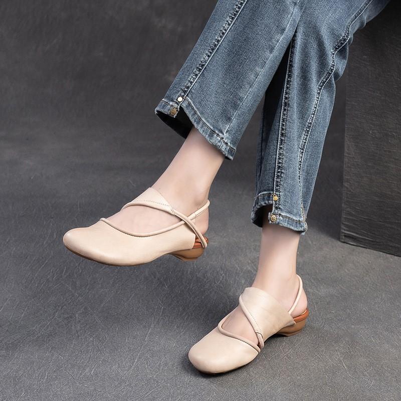 Ladies Soft Leather Slingback Mary Jane Flats