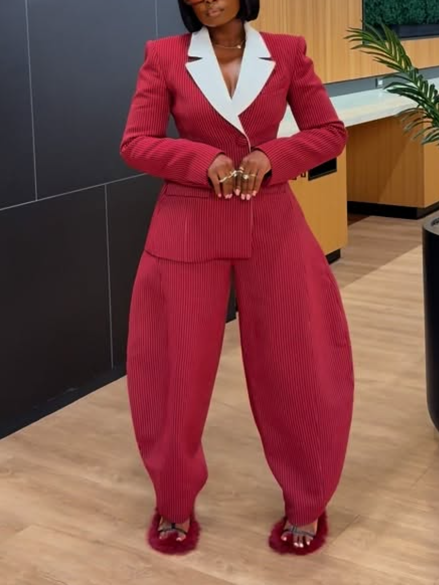 Pinstripe Asymmetric Suit