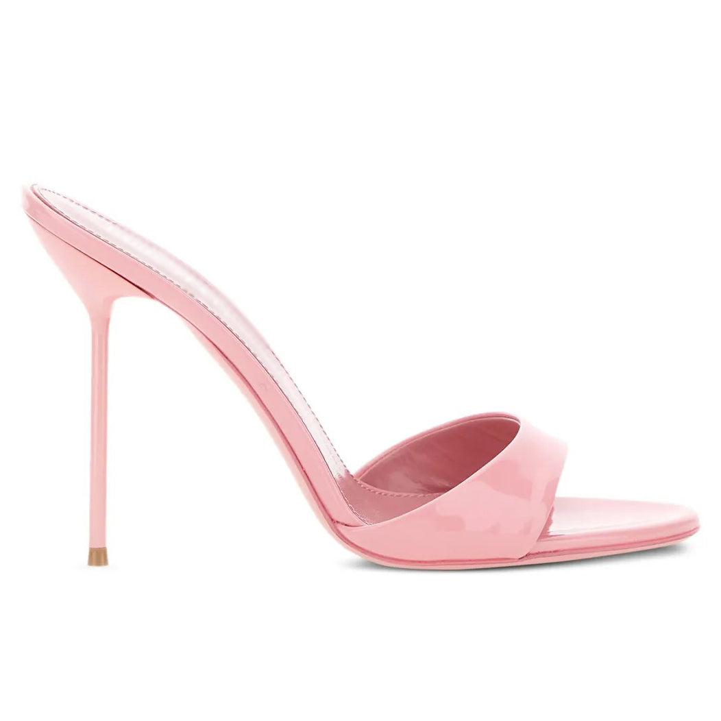 Ladies' Patent Leather Open-Toe Stiletto Mules