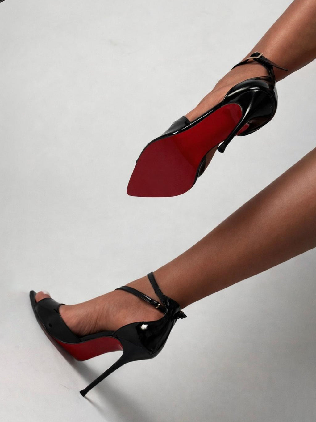 Ladies' Patent Leather Ankle-Strap Red Sole Stiletto Heels
