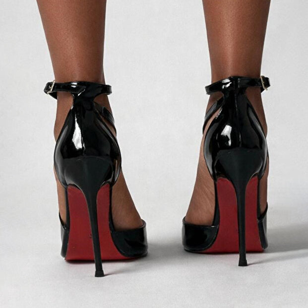Ladies' Patent Leather Ankle-Strap Red Sole Stiletto Heels