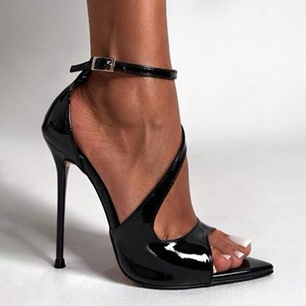 Ladies' Patent Leather Ankle-Strap Red Sole Stiletto Heels