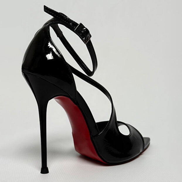 Ladies' Patent Leather Ankle-Strap Red Sole Stiletto Heels