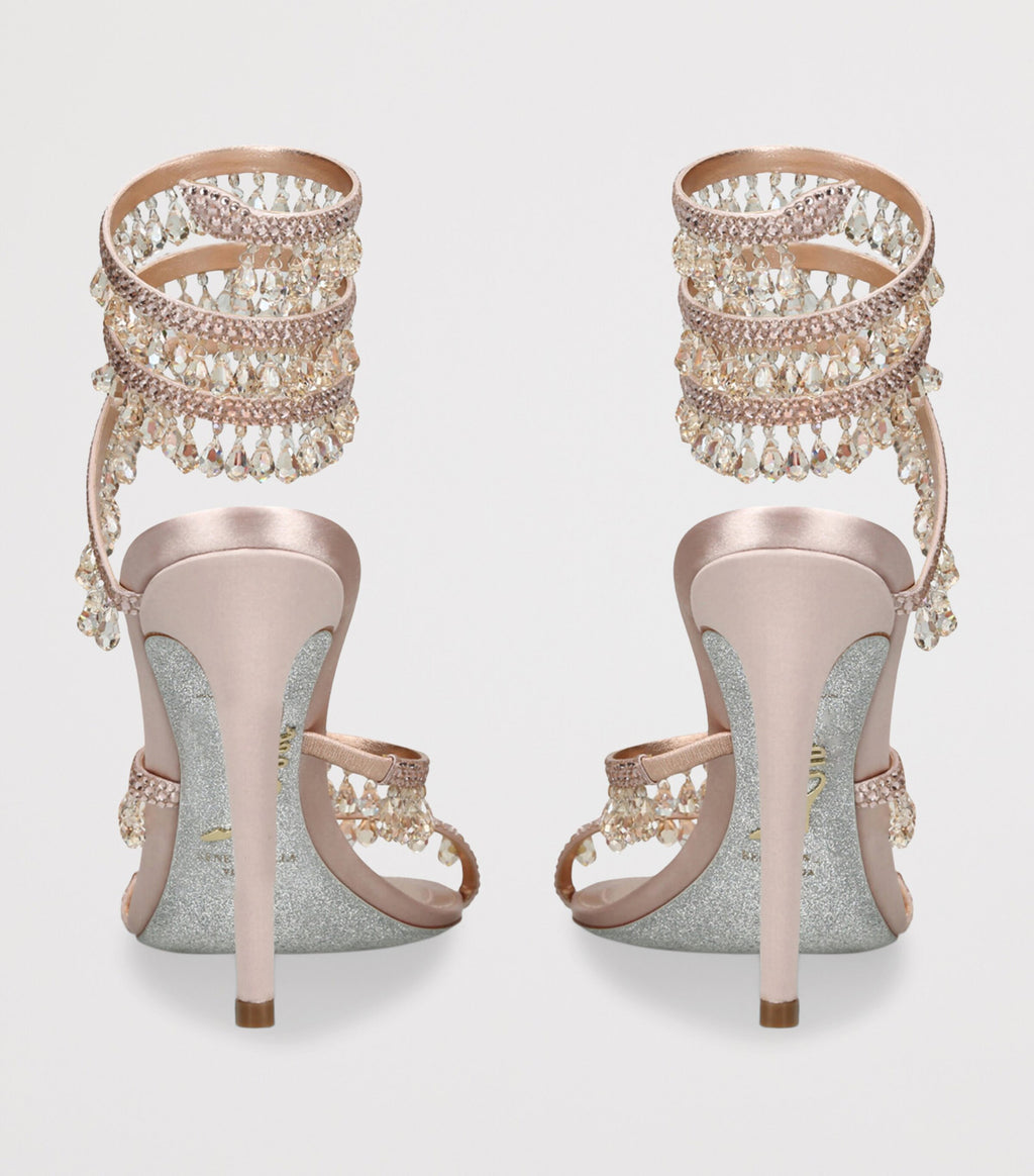 Ladies' Crystal Fringe Ankle-Wrap Stiletto Sandals