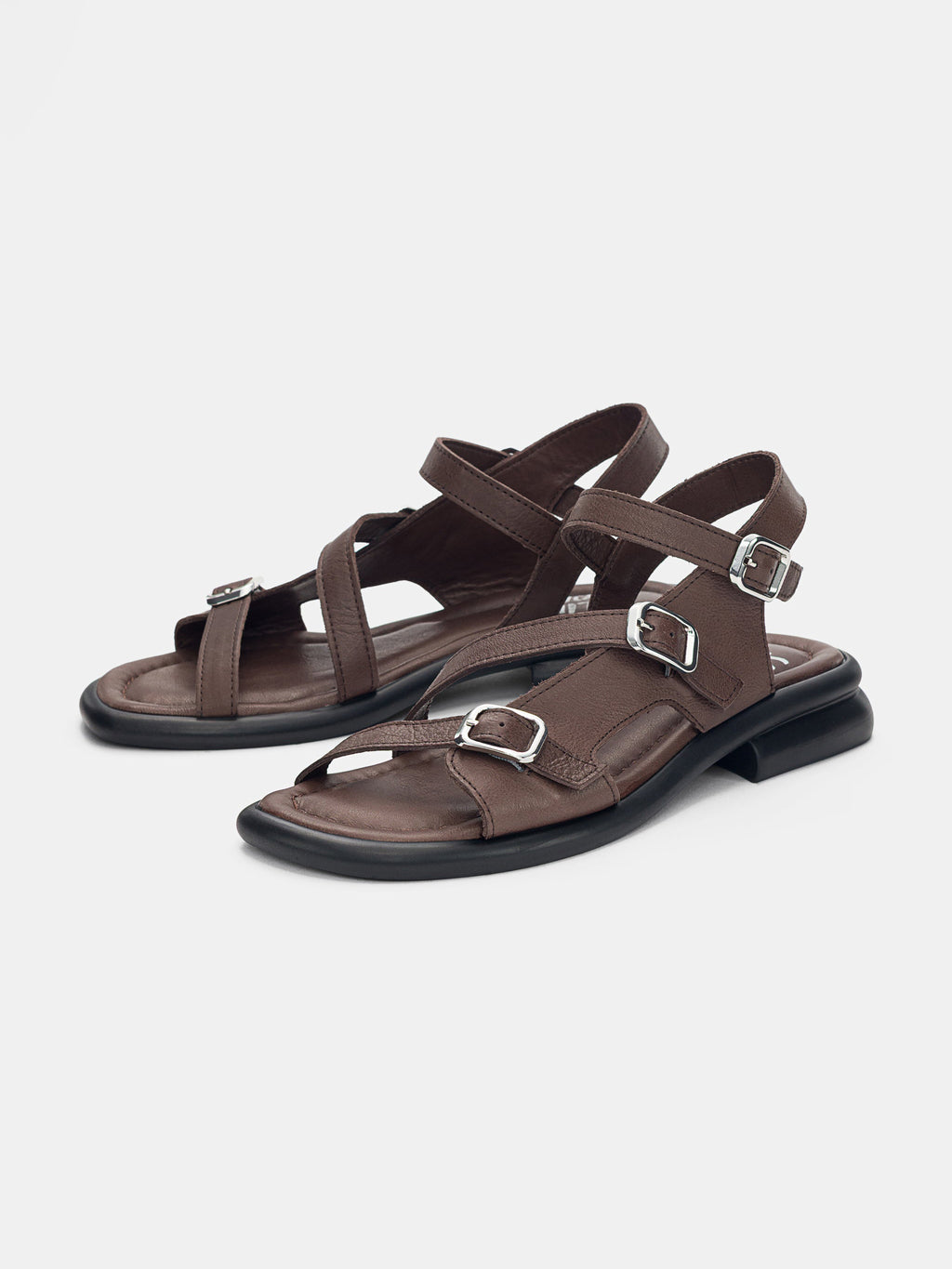 Ladies' Genuine Leather Multi-Buckle Adjustable Sandals
