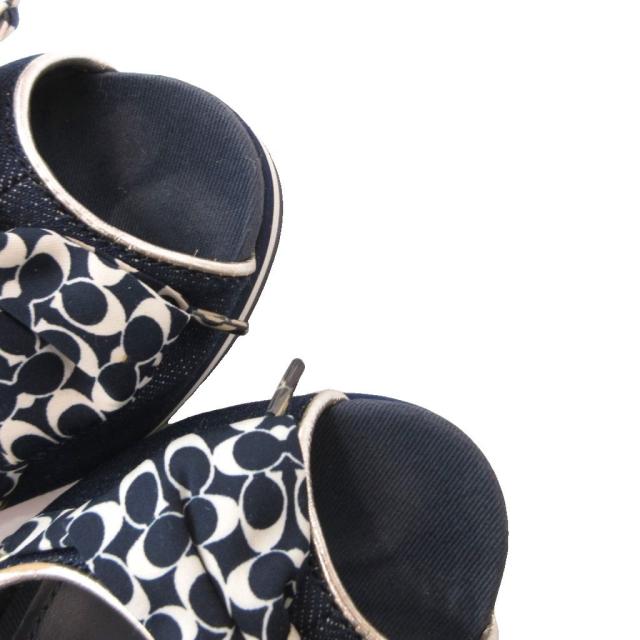 Vintage Denim Peep-Toe Wedge Heels with Signature Bow
