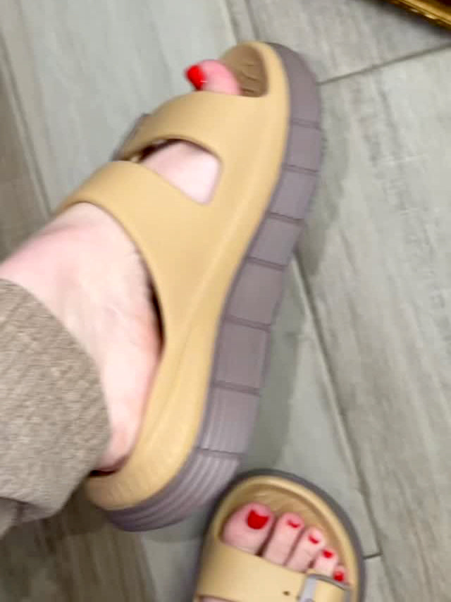 Dual Buckle Adjustable Two-Tone Platform Birken Slide EVA Anti-Slip Sandals