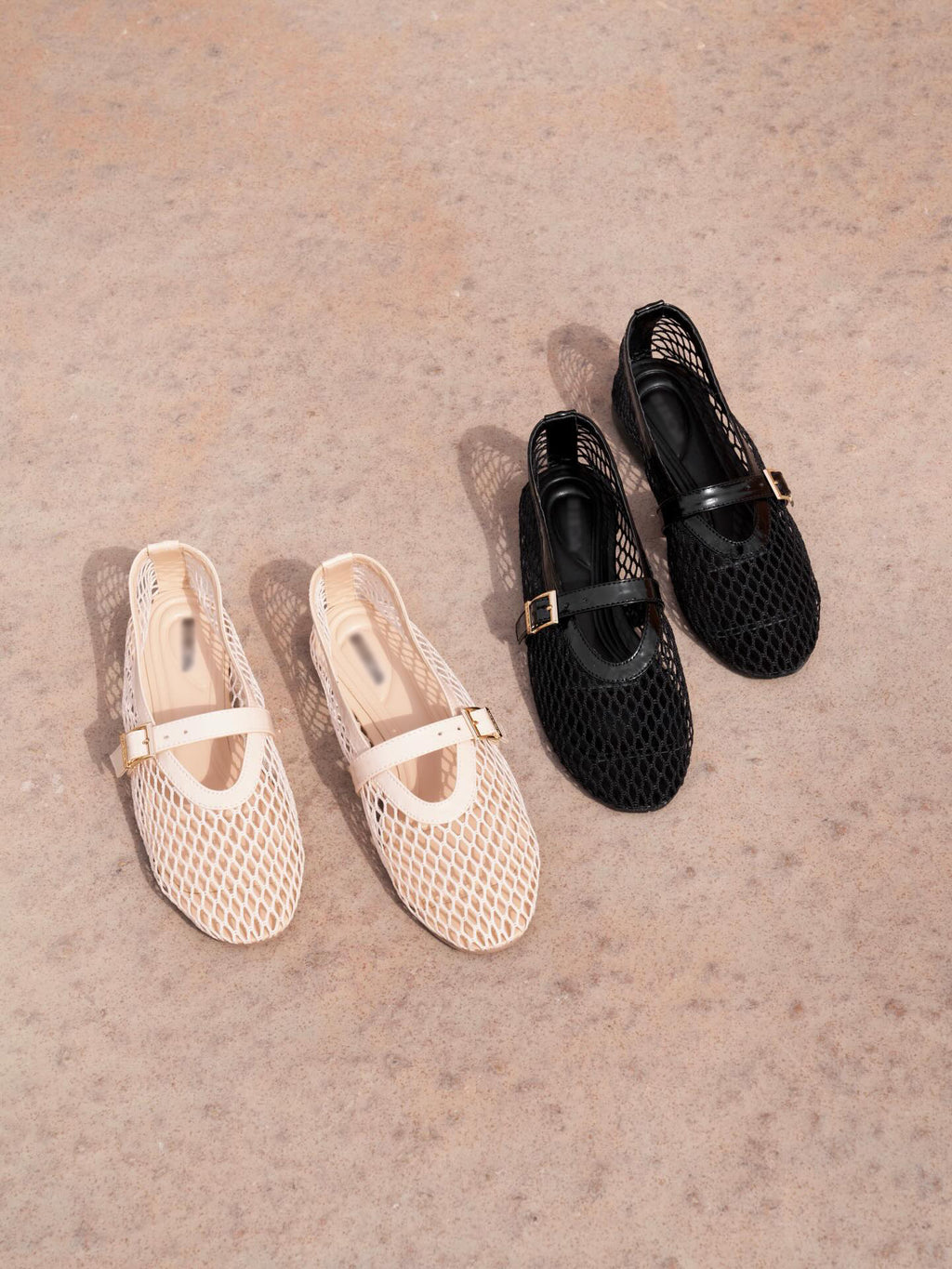 Hollow Mesh Strap Mary Jane Flat Shoes